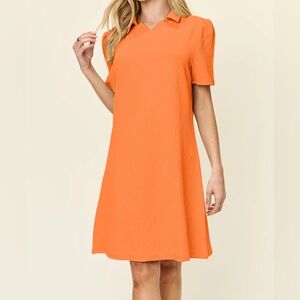 NWT Double Take Texture Collared Neck Short Sleeve Dress Size Medium